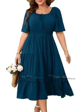 Plus Size Maxi Dress Short Sleeve Wedding Guest Summer
